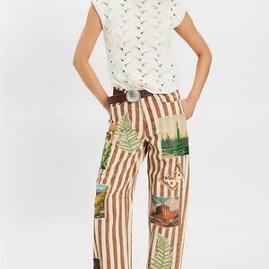 NWT Free People Denim And Bone Roadtrip Striped Jeans